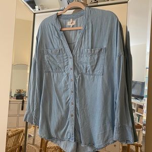 Lou & Grey Chambray Oversized Button Down